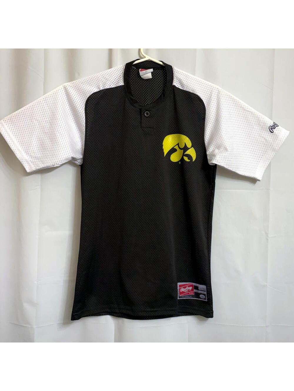Rawlings Iowa Hawkeyes NCAA Baseball Shirt Jersey Black White Adult Small S